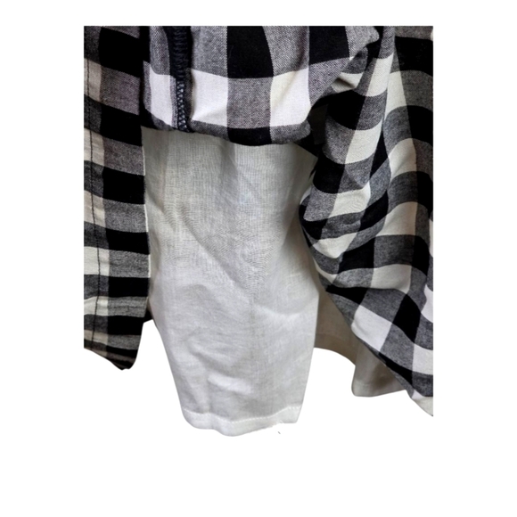 Downeast Gingham Midi Dress Black White Button Front Ruffle Sleeves M - Picture 3 of 9